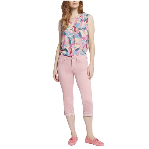 NYDJ SZ 8 MARILYN STRAIGHT Cuffed ROSE PINK JEANS Stretch Denim BUTT LIFT Size 8 - Picture 1 of 10